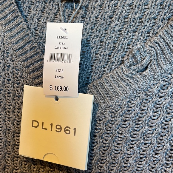 NWT dl 1961 gray cotton sweater size l - Picture 2 of 4